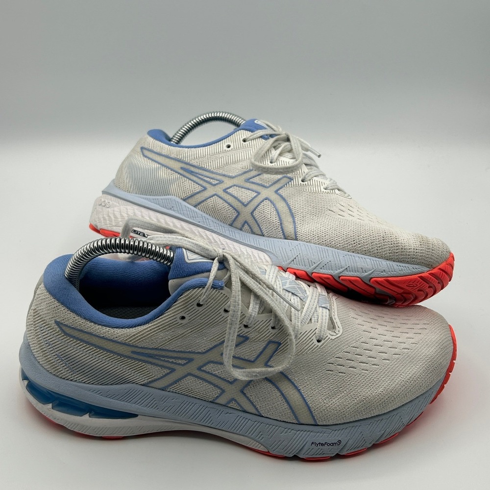 Asics GT-2000 10 Running Shoes Womens 8.5 Grey Blue Coral Gym Workout Sneaker